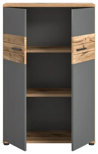 Stauraumschrank Mason | Nox Oak / Basalt grau | 80x122x37