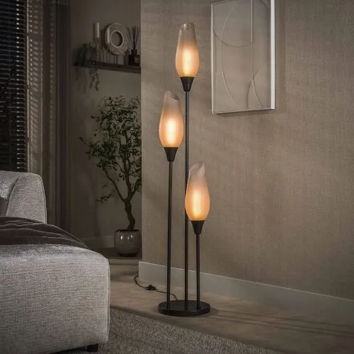 Stehlampe Ambera | 3 Leuchten | Sienna braun-frosted