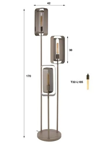 Stehlampe Coust | 3 Leuchten | Metall | beige