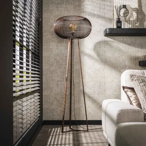 Stehlampe Fandu | Drahtschirm | schwarz Nickel