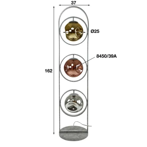 Stehlampe Jinjin | Kugelschirme | altsilber Finish