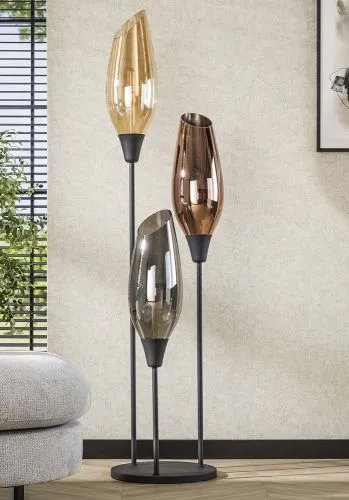 Stehlampe Tulip 2 | 3 Leuchten | schwarz
