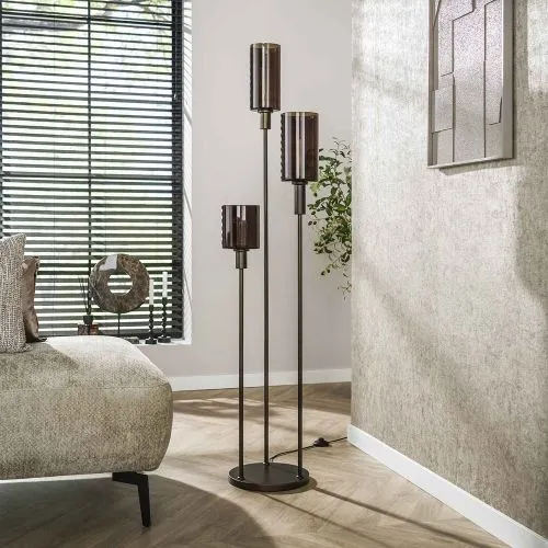 Stehlampe Vika | 3 Leuchten | Glas | Sienna Braun