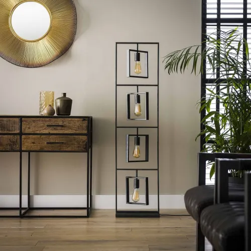 Stehleuchte Kolop 4 Lampen | quadratischer Rahmen | grau