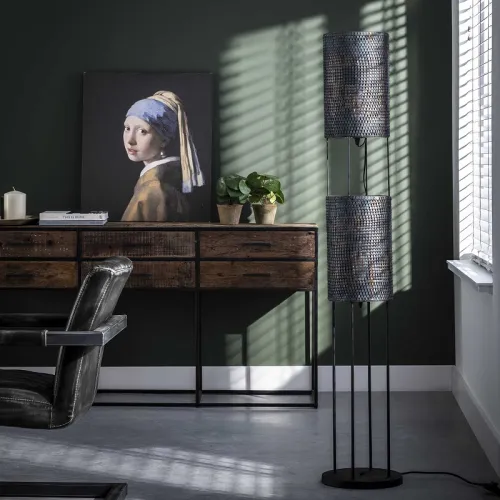 Stehleuchte Tschelia 2 Lampen | Metall | schwarz-braun