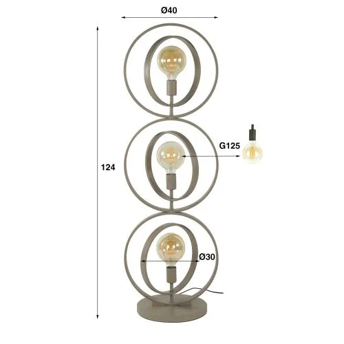 Stehleuchte Vejin 3 Lampen | Metallringe | Beige