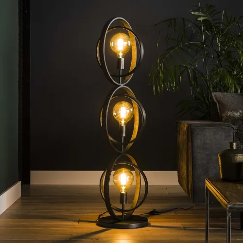Stehleuchte Vejin 4 Lampen | Metallringe | Charcoal grau