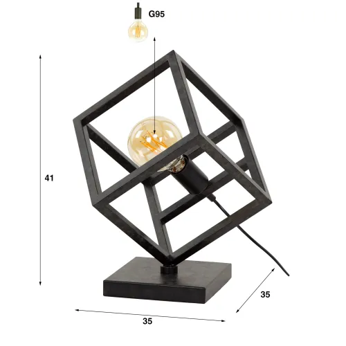 Tischlampe Atom | Metallwürfel | anthrazit