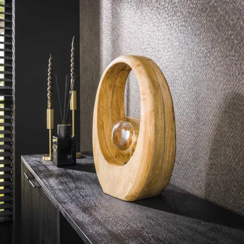 Tischlampe Kuma | Mango massiv | naturel | verschiedene Größen