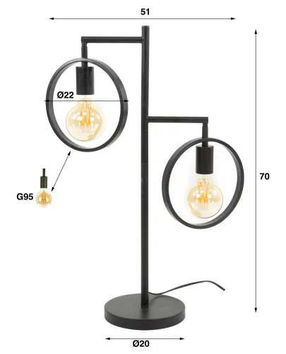 Tischlampe Machi | 2 Leuchten | Metall | Charcoal