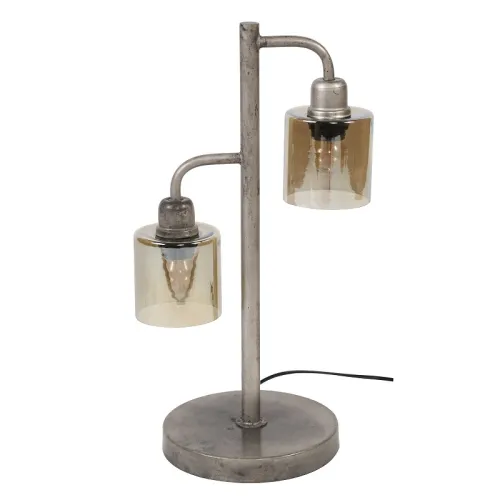 Tischleuchte Vale 2 Lampen | Braunglas | altsilber