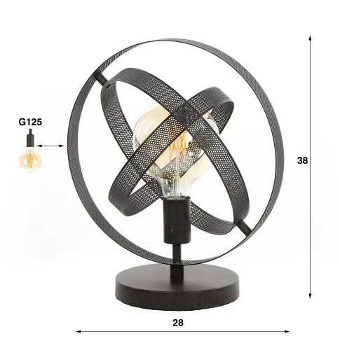 Tischleuchte Yubiwa 1-flammig | Metallschirm | schwarz