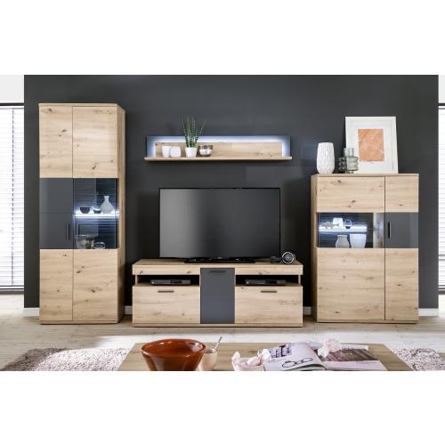 TV-Board Cortona | Balkeneiche / anthrazit