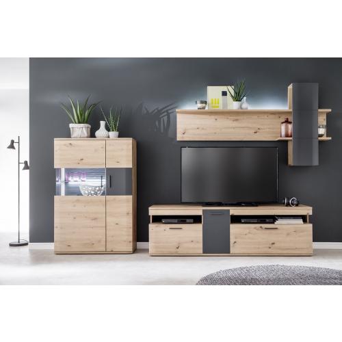 TV-Board Cortona 2 | Balkeneiche / anthrazit