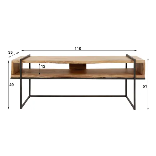 TV-Board Kibo | Akazie massiv | natur | Metallrahmen