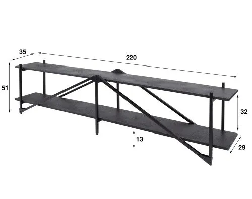 TV-Board Kosta 2 | Metallbeschichtung | dunkelgrau | Metallrahmen