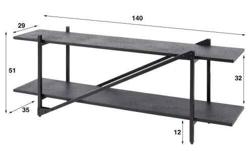 TV-Board Kosta | Metallbeschichtung | dunkelgrau | Metallrahmen