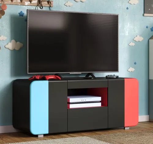 TV-Board Level Up, schwarz, rot, blau