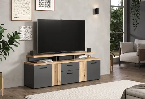 TV-Board Lowboard Esteban 2 | Anthrazit / Coast Evoke Oak