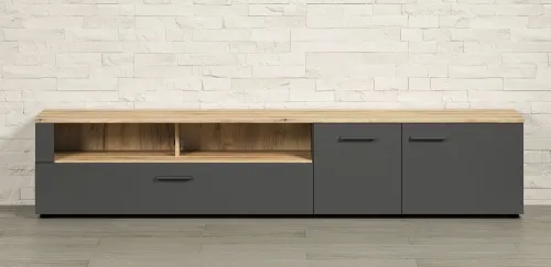 TV-Board Lowboard Esteban | Anthrazit / Coast Evoke Oak ohne Beleuchtung