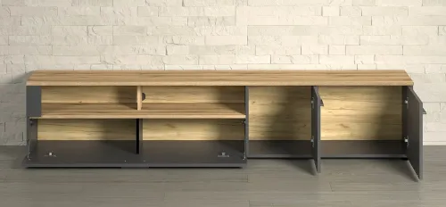 TV-Board Lowboard Esteban | Anthrazit / Coast Evoke Oak ohne Beleuchtung