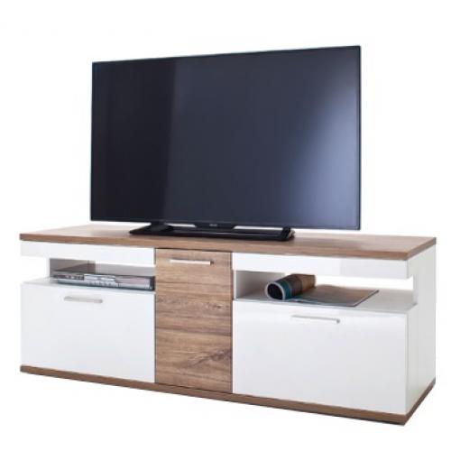 TV-Board Luzern | weiß Hochglanz / Sterling Oak