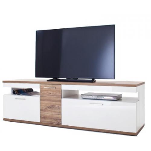 TV-Board Luzern groß | weiß Hochglanz / Sterling Oak
