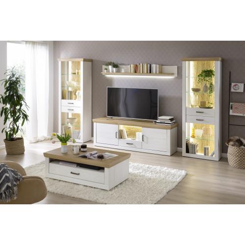 TV-Board Madrid 2 | Landhaus | Pinie Aurelio/ Grandson Oak | LED Beleuchtung