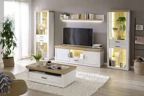 TV-Board Madrid 2 | Landhaus | Pinie Aurelio/ Grandson Oak | mit LED Band 50 cm