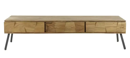 TV-Board Malvine | mit 3 Schubkästen | Akazie massiv | naturell