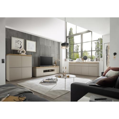 TV-Board Palamos | Akazie massiv | warmgrau | verschiedene Größen