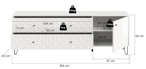 TV-Board Prisma 3 | mit 2 Schubkästen | weiß