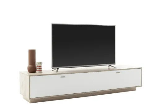 TV-Board Santerno mit Schubkästen | Soft white / Viking Oak