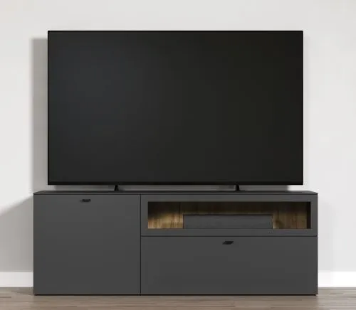 TV Lowboard Bellugi 1, Anthrazit / Evoke Eiche