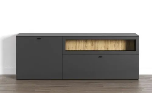 TV Lowboard Bellugi 1, Anthrazit, Evoke Eiche – Ansicht 3