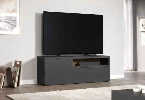 TV Lowboard Bellugi 1, Anthrazit, Evoke Eiche – Ansicht 6