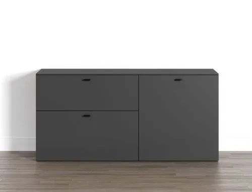 TV Lowboard Bellugi, Anthrazit, Evoke Eiche – Ansicht 3