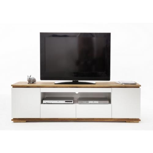 TV-Lowboard Chiaro | weiß matt / Asteiche massiv