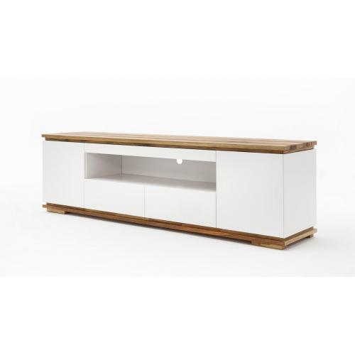 TV-Lowboard Chiaro | weiß matt / Asteiche massiv