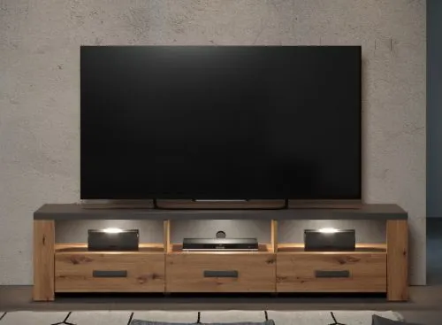 TV-Lowboard Follow | Artisan Eiche / Matera grau ohne Beleuchtung