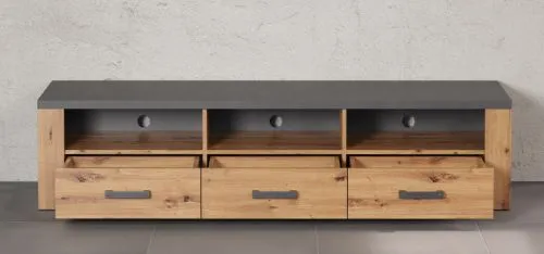 TV-Lowboard Follow | Artisan Eiche / Matera grau ohne Beleuchtung