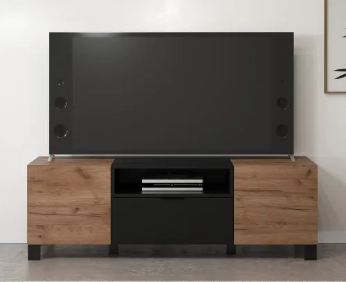 TV-Lowboard Kendo | Eiche Tabak / Schwarz matt