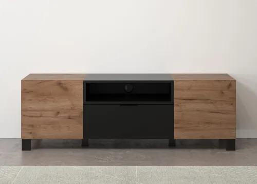 TV-Lowboard Kendo | Eiche Tabak / Schwarz matt