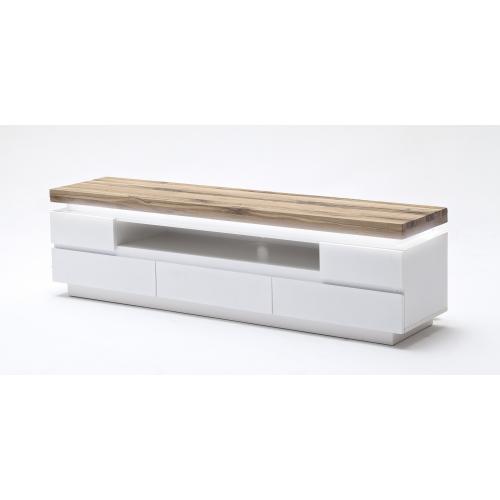 TV-Lowboard Romina 1 | weiß matt / Eiche massiv | inkl. LED Beleuchtung