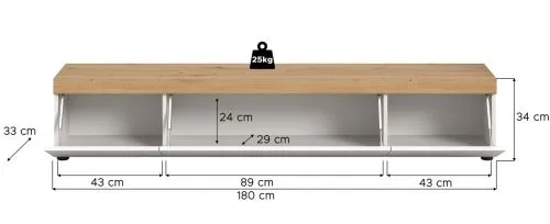 TV-Lowboard Ruda | weiß / Artisan Eiche