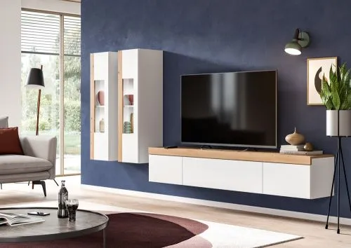 TV-Lowboard Ruda | weiß / Artisan Eiche