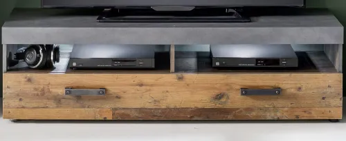 TV Lowboard & Wandboard Indy | Old Used Wood / Matera grau | 2-teilig | Shabby Look ohne Beleuchtung