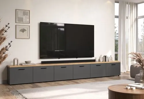TV-Möbel Baggio | Anthrazit / Coast Evoke Oak | 3-teilig