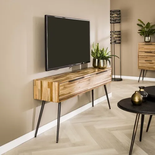 TV-Möbel Hanabi | mit Schubkästen | Teak Massivholz | verwittert