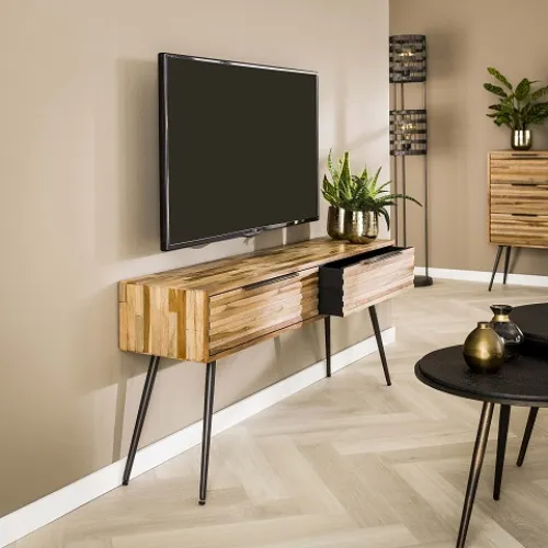 TV-Möbel Hanabi | mit Schubkästen | Teak Massivholz | verwittert